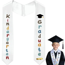 Lxzyu Kindergarten Graduation Sash,Unisex Kindergarten Preschool Graduation Stole for kids Pre k Graduation Gifts 2025 White Color