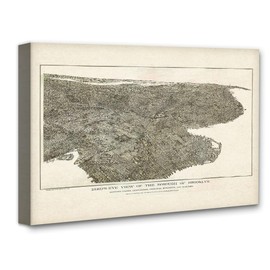 1897 New York Map - Bird's-Eye View 28x36 Unframed Reproduction Poster of Brooklyn -Historical Urban Landscape Print, Vintage Cartography - Old Brooklyn Street Map for Home Office, Library, Study Room