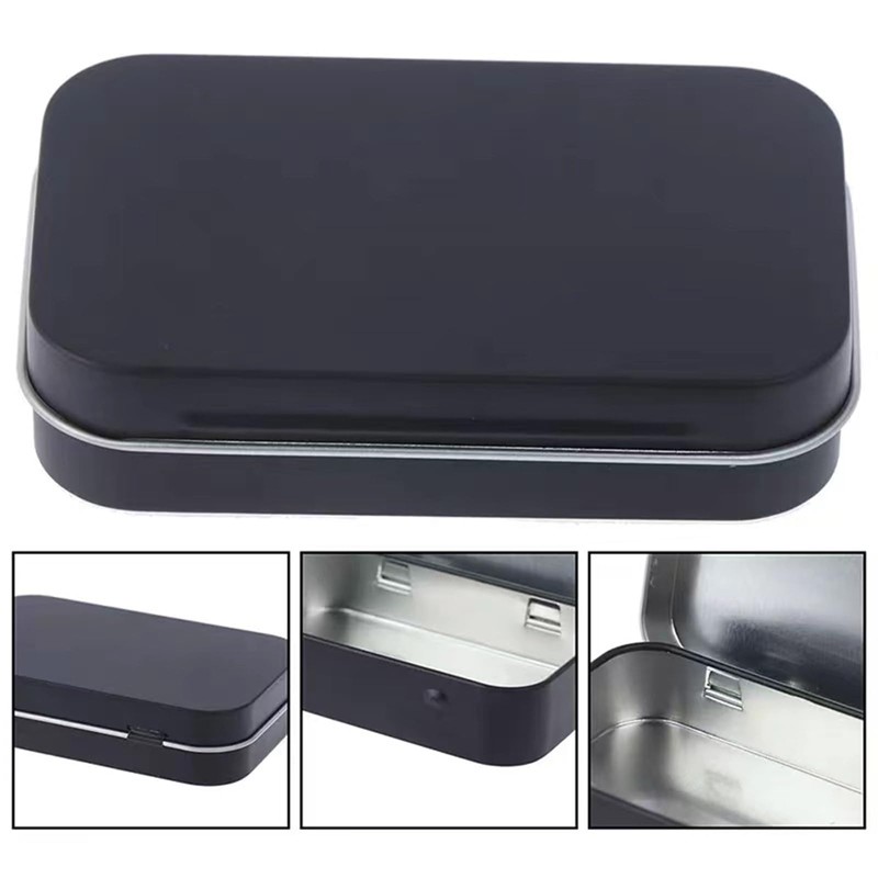 6PCS Rectangular Tin Boxes with Lids,Metal Empty Tins,Metal Empty Hinged