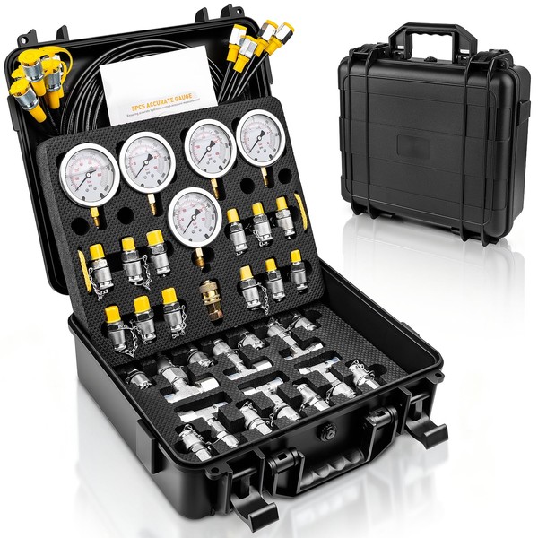 Hydraulic Pressure Test Kit, 5 Gauges 10–600 Bar/150–10 000 PSI,