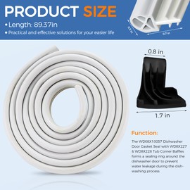 WD08X10057 Dishwasher Door Gasket with Right WD8X227 & Left WD8X228 Dishwasher Corner Tub Baffle Fit for GE Dishwasher Replace WD08X10014 PS263963 PS263964 PS958908 by Romalon