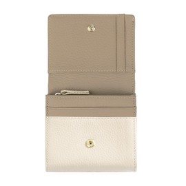 imeetu Women's Bi-Fold Wallet, Genuine Leather, RFID Skimming Protection, L-Shaped Zipper, Mini Wallet, Travel Wallet, Compact, Card Case, Coin Purse, Key Case, Multiple Storage, Multi-functional, Casual (Ivory x Gray)