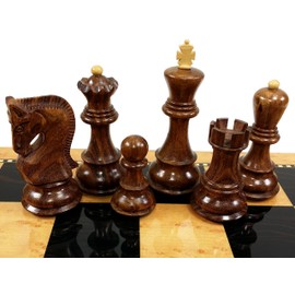 HPL 4 Queens - Opposite Tops - 3 3/4" King Staunton Acacia Wood Russian Knight Chess Men Set - NO Board