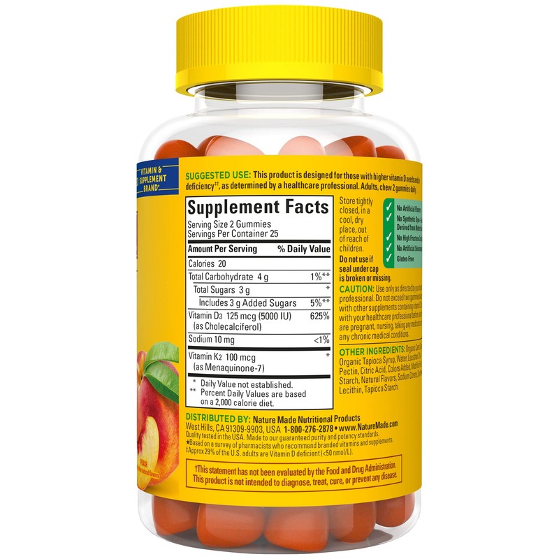 Nature Made Vitamin D3 K2 Gummies, Vitamin D 5000 IU
