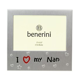 I Love My Nan ' - Expressions Photo Picture Frame Gift - 5 x 3.5 " - Brushed Aluminium Satin Silver Color