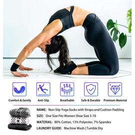 NEWZILL Yoga Socks for Women Non-Slip Grips & Straps, Ideal for Pilates, Pure Barre, Ballet, Dance, Barefoot Workout (3 Pairs-Brown/Purple/Pink)