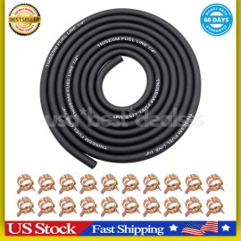Tnisesm 1/4 Inch ID Fuel Line Hose 10Ft + 20 Hose Clamps for Small Gas Engines-Free Ship