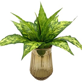 Artificial Agave Fake Plants, Faux Grass Shrubs Plastic Flower Plant for Wedding Party Office Indoor Outdoor Home Yard Garden Greenery Leaves Decor UV Resistant Planter Filler Decoration Yellow 4 Pack