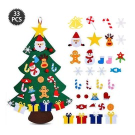 Viilich Felt Christmas Tree, DIY Felt Christmas Tree for Children Toddlers with 33 Pieces Removable Ornaments 100 cm Christmas Trees, Front Door Wall Christmas Decorations