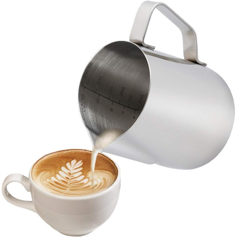 Anpro Milk Jug 350ml/12 fl.oz, 304 Stainless Steel Milk Pitcher,