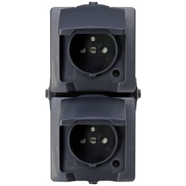 Kopp 138815008 Nautic 2-fach MSK-Steckdose Central Protective Contact Socket, Charcoal, 2fach senkrecht