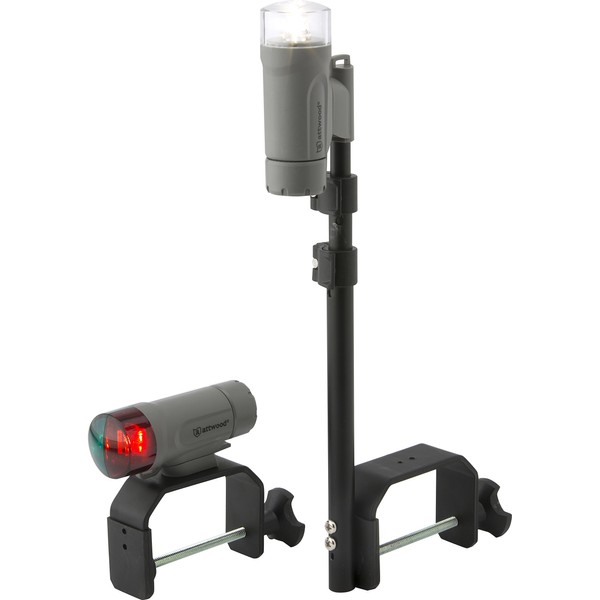 attwood 14190-7 Water-Resistant Portable Clamp-On LED Light Kit with Marine Gray Finish