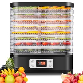 Food Dehydrator Machine Electric 400W 8 Trays, Dehydrators for Food and Jerky with Temperature Control(95ºF-176ºF) Digital Timer and Temperature Control for Meat/Beef/Fruit, BPA Free Black(Newest)