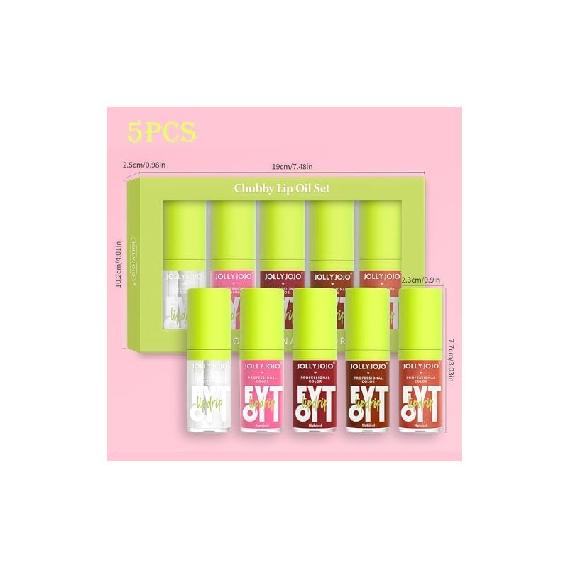 Lip Oil Hidratante Lip Gloss, Juego de 5 Colores