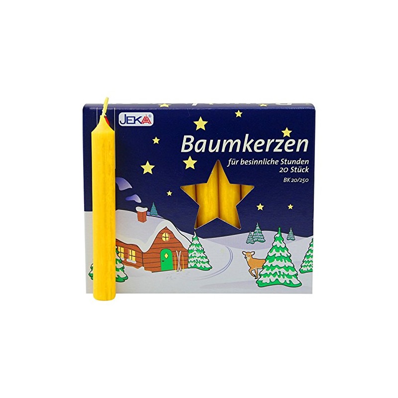 Sigro 20 Stück Baumkerzen, 13 x 105 mm, Wachs, gelb,