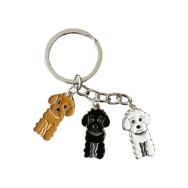 BBEART Dog Keychain, Pet Pendant Key-Ring, Cute Puppy ID Tags Metal Key Ring for Dog Lover (Three Color Poodle)