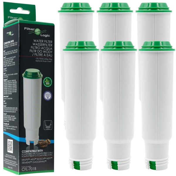 FilterLogic CFL-701B | 6 x Water Filters Compatible with Krups, Nivona, Melitta Fully Automatic Coffee Machines - Replaces F088 Aqua Filter, NIRF-700 Water Filter Cartridge, Pro Aqua Filter Cartridge