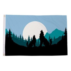 Wolf Silhouette Flag 5ft x 3ft (150cm x 90cm)