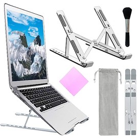 Laptop Stand,Adjustable Aluminum Laptop Tablet Stand,Foldable Portable Desktop Holder,Computer Stand,with Laptop Cleaning Towel (Non-Fixed Color) and Cleaning Brush