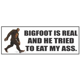 Bigfoot is Real and He Tried to Eat My Ass Sticker - Funny Sasquatch Sticker 3" x 8.5"