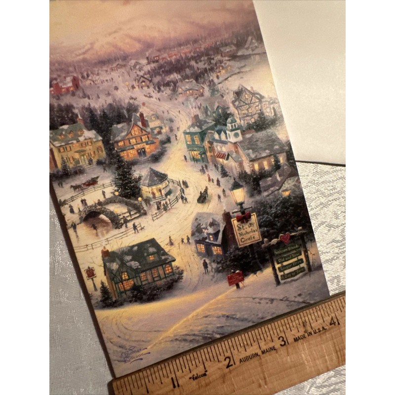 Vtg Unused Christmas Card Thomas Kinkade St Nicholas Circle Village