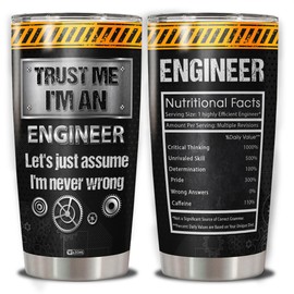 WAZONE Engineering Insulated Tumbler 20oz Nutritional Facts Travel Mug Trust Me I'm An Engineer Funny Gift Ideas Birthday Christmas for Dad Coworker Boss Electrical Men Women Programmer Grad