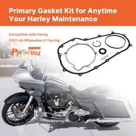 Prewired 2017-up Touring M8 Primary Cover Gasket Seal Kit for Harley 2017-Up Milwaukee-8 Touring Street Glide/Road Glide/Road King/Electra Glide Ultra Limited Models
