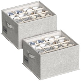 2 Pack Shoe Organizer for Closet, Fits 16-32 Pairs Fabric Shoe Storage Bins Large Shoe Box Storage Containers with Bottom Support for Shoes Space Saving Shoes Holder (Light grey, 19.7*15.7*11.8in)