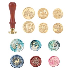 Wax Seal Stamp 3D Embossing with Brass Head Wooden Handle, Removable Brass Stamp Heads, 3D Christmas Card Stamp Head Made of Brass, Envelopes, Thanksgiving, Invitation Cards
