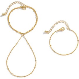 Hand Chain Finger Link Chain Bracelet with Ring Hareness Bracelet Link with Ring Bracelet Accessories Costume Party for Women Girls