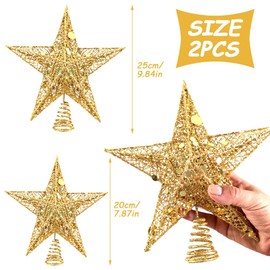 2 x Christmas Tree Topper Star, Mini Tree Topper Star, Christmas Tree Topper Small, Mini Decoration Christmas for Christmas Tree Decoration