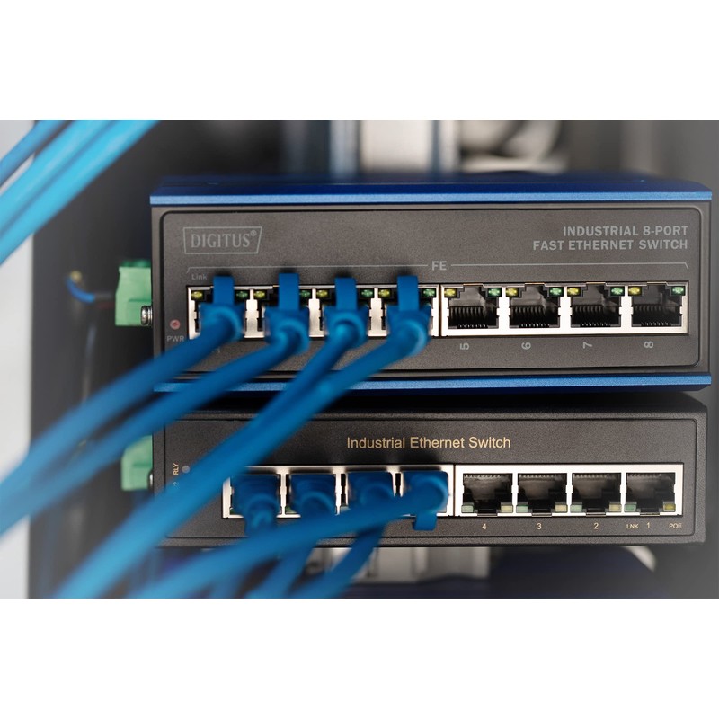 DIGITUS PoE Network Switch - 8-Port Fast Ethernet - DIN-Rail