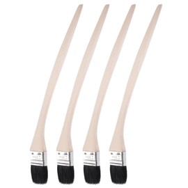 uxcell Bent Radiator Paint Brush 17" Length 2" Width Bristle with Long Wood Handle for Wall Treatment Black 4Pcs