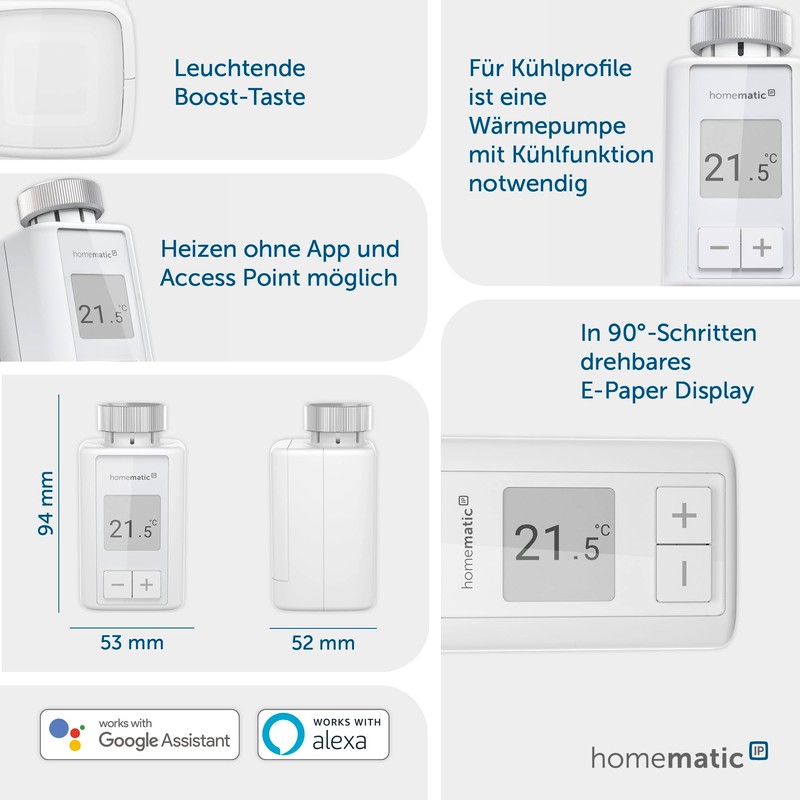 Homematic IP Smart Home Radiator Thermostat - Flex, Digital Thermostat