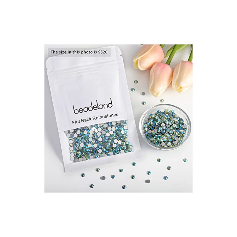 Beadsland 1440 Pieces Flat Back Crystal Rhinestones Round Gems,Peridot AB,SS20,4.6-4.8mm