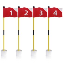 Crestgolf Portable Backyard Practice Golf Hole Cup and Flag Stick of Fiberglass, Golf Putting Green Flagstick Golf Pin Flag Hole Cup Set(red,#1234)