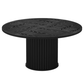 47" Round Kitchen Table for Small Space, Seats 4-6 with Space-Saving Circle Design & Sculptural Base, Modern Black Finishsize: 47.24"D x 47.24"W x 29.92"H, color: Black