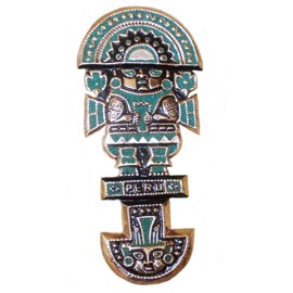 Alpacaandmore Handmade Peruvian Tumi Inca Wall Art Figurine Copper Turquoise Stones 32 cm