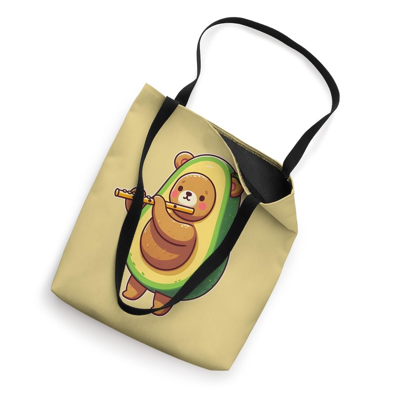 Avocado Bear Playing Flute Tote Bag