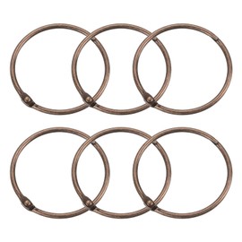 QUARKZMAN Shower Curtain Rings, Pack of 6 - Round Carbon Steel Shower Curtain Hooks, 2 Inch Loose Leaf Tie Rings for Shower Curtain Rods (Copper)