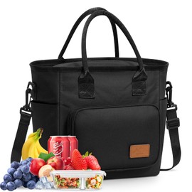 NUBILY,Loncheras para Mujer,gran capacidad,lonchera para hombre,Bolsa de Almuerzo Impermeable,Lonchera Térmica,a Prueba de Fugas,Lunch Bag Reutilizable,para picnic,oficina,camping,al Aire Libre,Negro