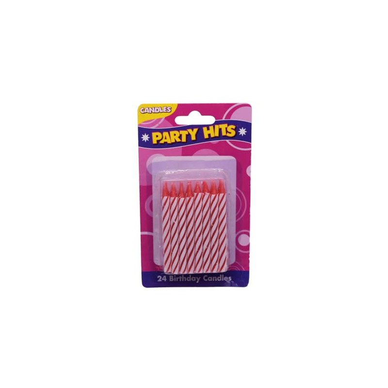 Oasis Supply Candy Stripe Birthday Candles, 2.5-Inch, Red