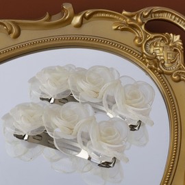 Hair Clips, Flower Barrettes Hair Accessories for Women Girls Kids, 2 PC Elegant Handmade Gentle Headwear Bridal Styling Tools for Party Wedding Daily