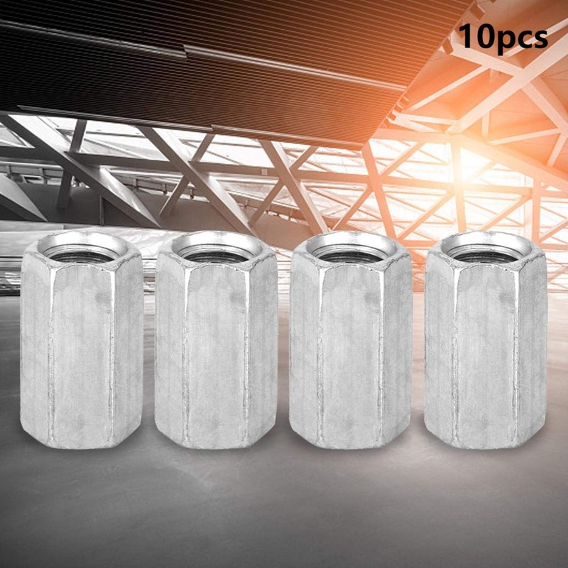 M8 Coupling Nut, Akozon 10pcs M8 Long Rod Nut Threaded