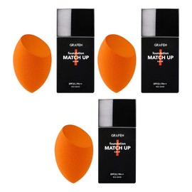 Graphen Matchup Foundation 40ml + Edge Cut Puff, No. 23 Sand, 3 pcs / 그라펜 매치업 파운데이션 40ml + 엣지 컷 퍼프, 23호 샌드, 3개