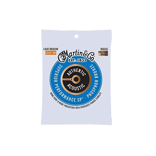 Martin Guitar MA545 Authentic Acoustic Bluegrass Guitar Strings, 92/8 Phosphor
