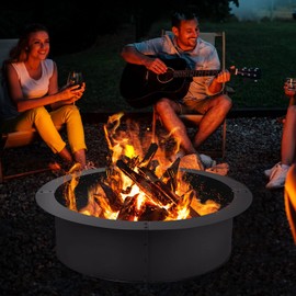 Tangkula Fire Pit Ring, 36-Inch Outer/30-Inch Inner Diameter Outdoor Round Metal Fire Pit Liner, Heavy Duty Thick DIY Campfire Ring Above or In-Ground for Backyard, Patio, Camping