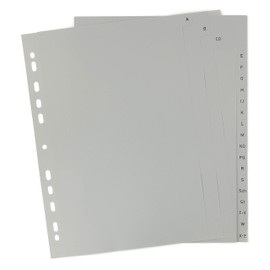 Dividers/Index Sheets, Polypropylene, DIN A4 with Letters A–Z, Full Coverage, Cover Sheet Made of Sturdy Paper for Labelling, 5-Pack of 20 Dividers, Extra Wide for Organising Files in the Office