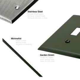 ENBRIGHTCO Toggle Wall Plate Cover, 1-Gang Olive rgreen Light Switch Cover Plate,Standard Size Switch Covers, Electrical Outlet Cover Plates, stainless steel (Olive green, Toggle Switch Plate)
