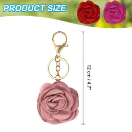 PATIKIL Flower Keychains, Enameled Keychain Cute Rose Flower Pendant Keyring Purse Bag Accessories Car Ring Pendant for Handbag Keys, Rose Pink